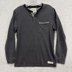Roark Revival Shirt Mens Small Gray Henley Long Sleeve Classic Casual Pocket Tee